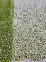 Luxury African Heavy Beaded Lace Fabric – Nigerian Embroidered Sequin Lace for Groom Wedding & Party Dresses, 5 Yards - Free Delivery Worldwide only at Flexi Africa