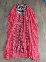 Luxury African Lace Maxi Dress for Women – Beaded Embroidered Plus Size Loose-Fit Gown - Free Delivery Worldwide only at Flexi Africa