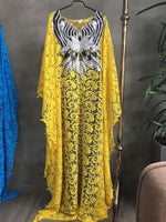 Luxury African Lace Maxi Dress for Women – Beaded Embroidered Plus Size Loose-Fit Gown - Free Delivery Worldwide only at Flexi Africa