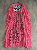 Luxury African Lace Maxi Dress for Women – Beaded Embroidered Plus Size Loose-Fit Gown - Free Delivery Worldwide only at Flexi Africa