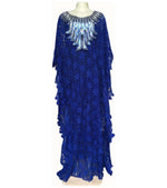 Luxury African Lace Maxi Dress for Women – Beaded Embroidered Plus Size Loose-Fit Gown - Free Delivery Worldwide only at Flexi Africa