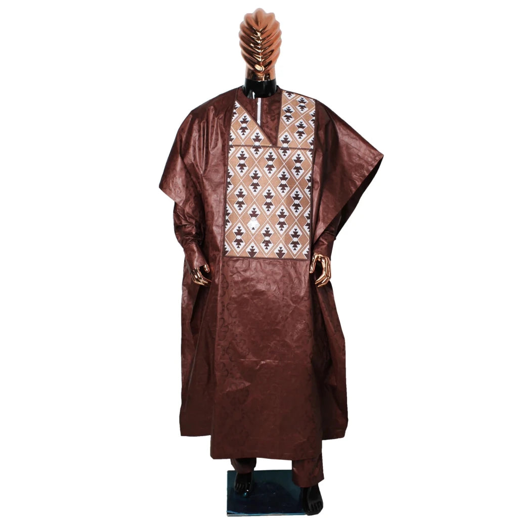 Luxury African Men’s 3PC Kaftan Set – Long Sleeve Ethnic Top, Pants & Matching Outfit - Free Delivery Worldwide only at Flexi Africa