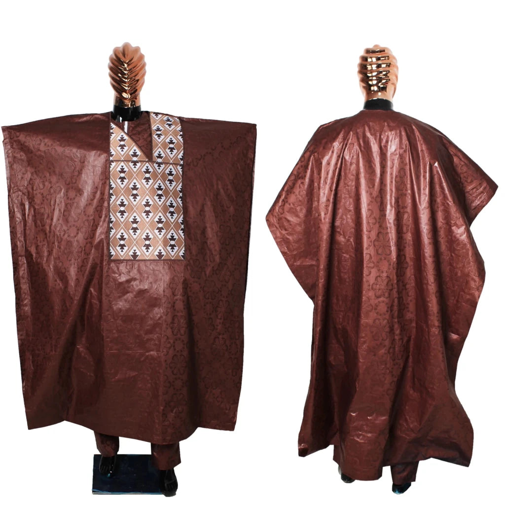 Luxury African Men’s 3PC Kaftan Set – Long Sleeve Ethnic Top, Pants & Matching Outfit - Free Delivery Worldwide only at Flexi Africa