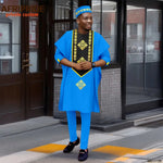 Luxury African Men’s Agbada 4-Piece Set – Embroidered Dashiki Shirt, Pants, Robe & Hat - Free Delivery Worldwide only at Flexi Africa