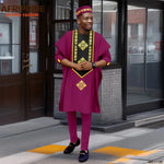 Luxury African Men’s Agbada 4-Piece Set – Embroidered Dashiki Shirt, Pants, Robe & Hat - Free Delivery Worldwide only at Flexi Africa