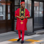 Luxury African Men’s Agbada 4-Piece Set – Embroidered Dashiki Shirt, Pants, Robe & Hat - Free Delivery Worldwide only at Flexi Africa