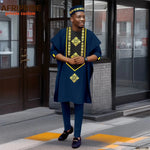 Luxury African Men’s Agbada 4-Piece Set – Embroidered Dashiki Shirt, Pants, Robe & Hat - Free Delivery Worldwide only at Flexi Africa