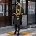 Luxury African Men’s Agbada 4-Piece Set – Embroidered Dashiki Shirt, Pants, Robe & Hat - Free Delivery Worldwide only at Flexi Africa