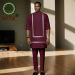 Luxury African Men’s Bazin Riche Embroidered Dashiki Shirt & Pants Set – Traditional Wedding & Party Suit - Free Delivery Worldwide only at Flexi Africa
