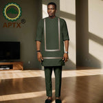 Luxury African Men’s Bazin Riche Embroidered Dashiki Shirt & Pants Set – Traditional Wedding & Party Suit - Free Delivery Worldwide only at Flexi Africa