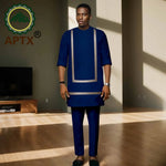 Luxury African Men’s Bazin Riche Embroidered Dashiki Shirt & Pants Set – Traditional Wedding & Party Suit - Free Delivery Worldwide only at Flexi Africa