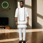 Luxury African Men’s Bazin Riche Embroidered Dashiki Shirt & Pants Set – Traditional Wedding & Party Suit - Free Delivery Worldwide only at Flexi Africa