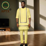 Luxury African Men’s Bazin Riche Embroidered Dashiki Shirt & Pants Set – Traditional Wedding & Party Suit - Free Delivery Worldwide only at Flexi Africa