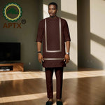 Luxury African Men’s Bazin Riche Embroidered Dashiki Shirt & Pants Set – Traditional Wedding & Party Suit - Free Delivery Worldwide only at Flexi Africa
