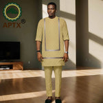 Luxury African Men’s Bazin Riche Embroidered Dashiki Shirt & Pants Set – Traditional Wedding & Party Suit - Free Delivery Worldwide only at Flexi Africa