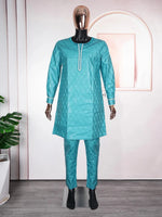 Luxury African Men’s Green Agbada Outfit – Bazin Riche Dashiki Shirt, Pants and Robe Suit - Free Delivery Worldwide only at Flexi Africa