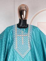 Luxury African Men’s Green Agbada Outfit – Bazin Riche Dashiki Shirt, Pants and Robe Suit - Free Delivery Worldwide only at Flexi Africa