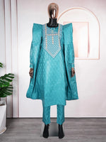 Luxury African Men’s Green Agbada Outfit – Bazin Riche Dashiki Shirt, Pants and Robe Suit - Free Delivery Worldwide only at Flexi Africa