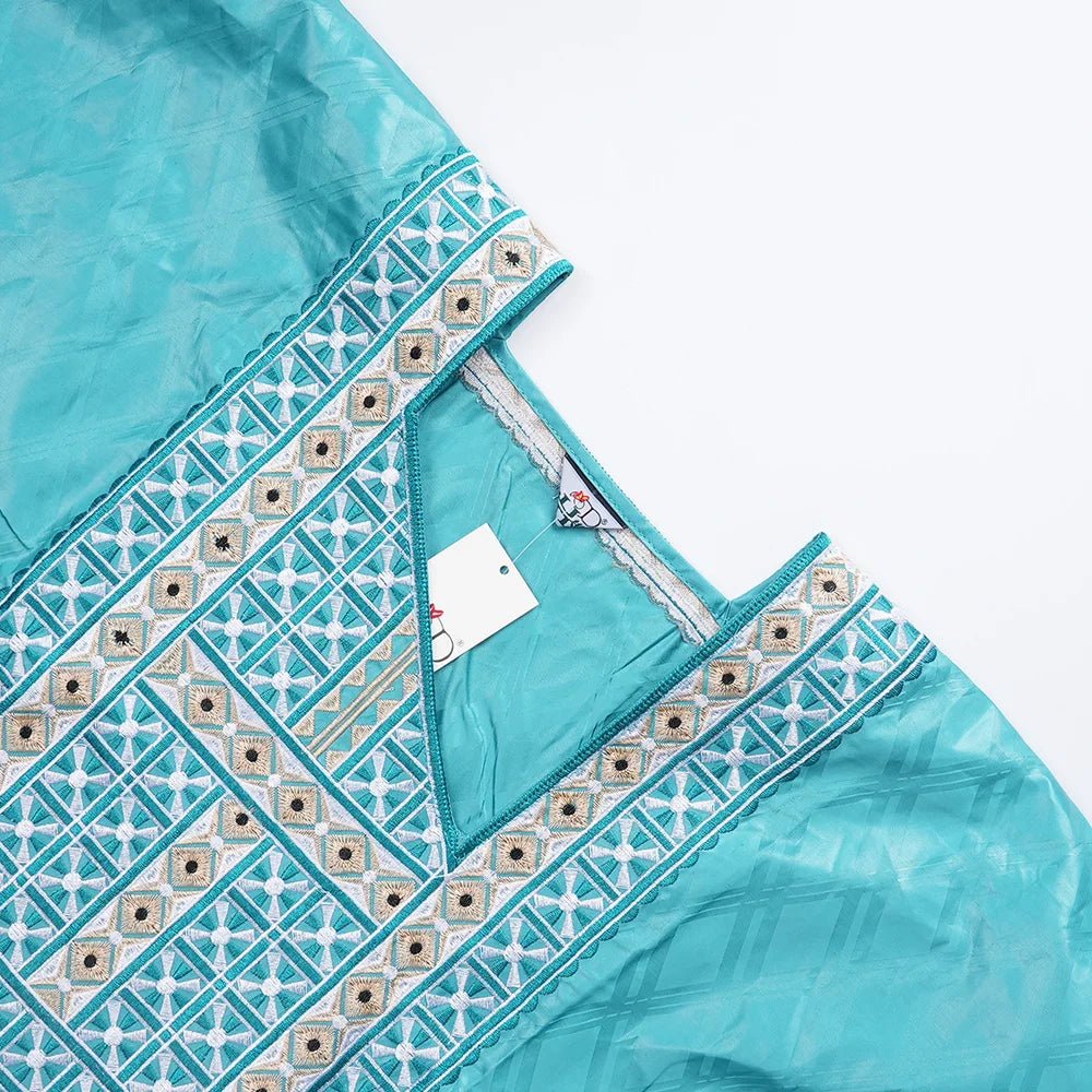 Luxury African Men’s Green Agbada Outfit – Bazin Riche Dashiki Shirt, Pants and Robe Suit - Free Delivery Worldwide only at Flexi Africa