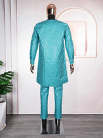 Luxury African Men’s Green Agbada Outfit – Bazin Riche Dashiki Shirt, Pants and Robe Suit - Free Delivery Worldwide only at Flexi Africa
