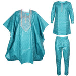 Luxury African Men’s Green Agbada Outfit – Bazin Riche Dashiki Shirt, Pants and Robe Suit - Free Delivery Worldwide only at Flexi Africa