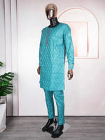 Luxury African Men’s Green Agbada Outfit – Bazin Riche Dashiki Shirt, Pants and Robe Suit - Free Delivery Worldwide only at Flexi Africa