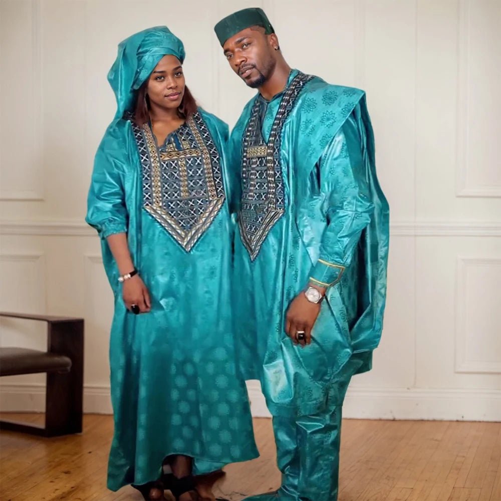 Step into refined cultural elegance with this Luxury African Men’s Green Agbada Suit, a complete outfit designed for weddings
