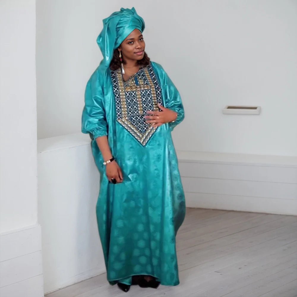Luxury African Men’s Green Agbada Suit – Bazin Riche Dashiki Shirt, Pants and Robe Set - Free Delivery Worldwide only at Flexi Africa