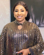 Luxury African Mother’s Dress – Sequin Embellished Stretch Evening Robe - Free Delivery Worldwide only at Flexi Africa