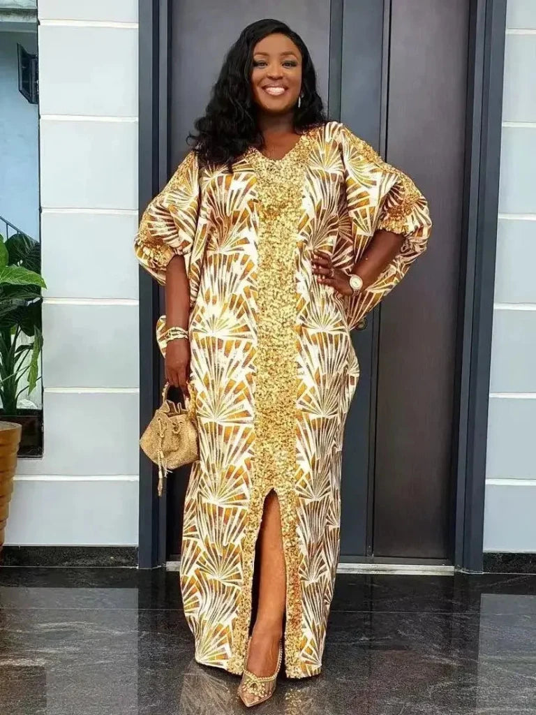 Luxury African Muslim Abaya Dress for Women – Caftan Evening Party Gown - Free Delivery Worldwide only at Flexi Africa
