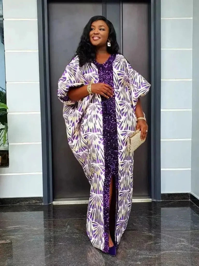 Luxury African Muslim Abaya Dress for Women – Caftan Evening Party Gown - Free Delivery Worldwide only at Flexi Africa