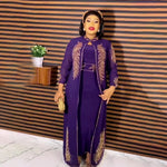 Luxury African Rhinestone Robe & Elastic Inner Skirt 2PC Set – Long Sleeve Front and Back Crystal Detailing - Free Delivery Worldwide only at Flexi Africa