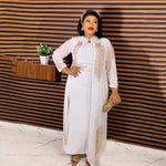 Luxury African Rhinestone Robe & Elastic Inner Skirt 2PC Set – Long Sleeve Front and Back Crystal Detailing - Free Delivery Worldwide only at Flexi Africa