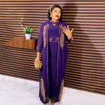 Luxury African Rhinestone Robe & Elastic Inner Skirt 2PC Set – Long Sleeve Front and Back Crystal Detailing - Free Delivery Worldwide only at Flexi Africa