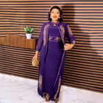 Luxury African Rhinestone Robe & Elastic Inner Skirt 2PC Set – Long Sleeve Front and Back Crystal Detailing - Free Delivery Worldwide only at Flexi Africa