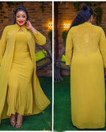 Luxury African Rhinestone Robe & Elastic Inner Skirt 2PC Set – Long Sleeve Front and Back Crystal Detailing - Free Delivery Worldwide only at Flexi Africa