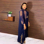 Luxury African Rhinestone Robe & Elastic Inner Skirt 2PC Set – Long Sleeve Front and Back Crystal Detailing - Free Delivery Worldwide only at Flexi Africa