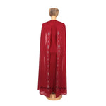 Luxury African Women’s Rhinestone Beaded Chiffon Fishtail Maxi Dress with Cloak – Plus Size - Free Delivery Worldwide only at Flexi Africa