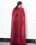 Luxury African Women’s Rhinestone Beaded Chiffon Fishtail Maxi Dress with Cloak – Plus Size - Free Delivery Worldwide only at Flexi Africa
