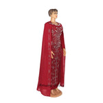 Luxury African Women’s Rhinestone Beaded Chiffon Fishtail Maxi Dress with Cloak – Plus Size - Free Delivery Worldwide only at Flexi Africa