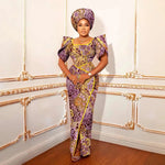 Luxury African Women’s Shimmering Evening Gown with Headwrap – Elegant Party & Special Occasion Dress - Free Delivery