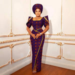 Luxury African Women’s Shimmering Evening Gown with Headwrap – Elegant Party & Special Occasion Dress - Free Delivery
