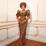 Luxury African Women’s Shimmering Evening Gown with Headwrap – Elegant Party & Special Occasion Dress - Free Delivery