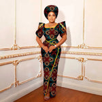 Luxury African Women’s Shimmering Evening Gown with Headwrap – Elegant Party & Special Occasion Dress - Free Delivery