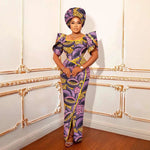 Luxury African Women’s Shimmering Evening Gown with Headwrap – Elegant Party & Special Occasion Dress - Free Delivery