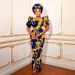 Luxury African Women’s Shimmering Evening Gown with Headwrap – Elegant Party & Special Occasion Dress - Free Delivery