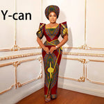 Luxury African Women’s Shimmering Evening Gown with Headwrap – Elegant Party & Special Occasion Dress - Free Delivery