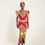 Luxury African Women’s Shimmering Evening Gown with Headwrap – Elegant Party & Special Occasion Dress - Free Delivery
