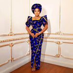Luxury African Women’s Shimmering Evening Gown with Headwrap – Elegant Party & Special Occasion Dress - Free Delivery