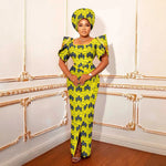 Luxury African Women’s Shimmering Evening Gown with Headwrap – Elegant Party & Special Occasion Dress - Free Delivery